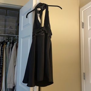 Garage Black Satin Halter Dress